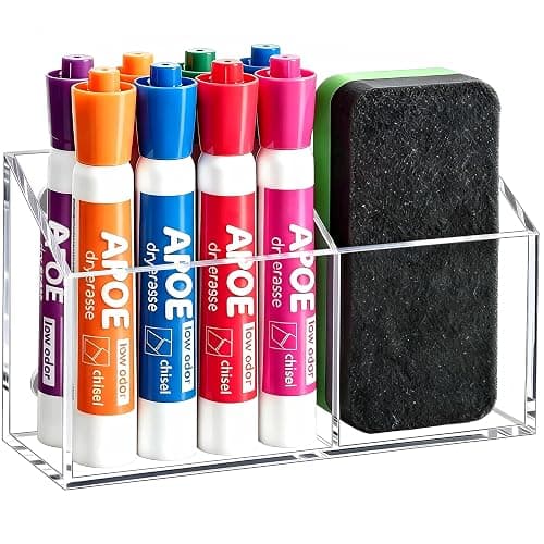 Banafich Magnetic Dry Erase Marker Holder for Whiteboard, Acrylic Magnet Pen Holder for Refrigerator Fridge, Marker Holder for Classroom Teacher, Pencil Cup, Office Accessories Decor, Locker Organizer - Image 1