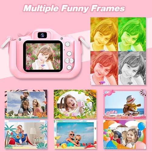 Goopow Kids Camera Toys for 3-8 Year Old Girls Boys,Children Digital Video Camcorder Camera with Cartoon Soft Cover, Best Chritmas Birthday Festival Gift for Kids - 32G SD Card Included thumbnail 6