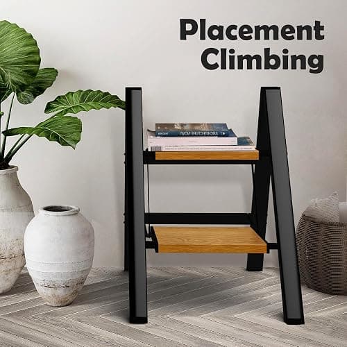 Taranta 2 Step Ladder,Aluminum Lightweight Folding 2 Step Stool with Anti-Slip Wide Pedal, 330lbs Capacity Step Ladder for Household,Kitchen,Office - BlackWoodgrain - Black&woodgrain - 2 Step thumbnail 7