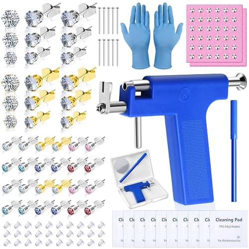 Ear Piercing Gun with Piercing Tools Kit, Professional Ear Nose Piercing Gun Machine with Stainless Steel Piercing Studs, Crystal Earrings Set for At Home Salon Earlobe Cartilage Helix Tragus Piercing - Image 1