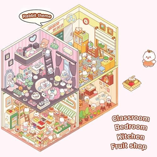 DIY 3D House Stickers,20 Sets Fun DIY Stickers Scene for Kids Adults Cute Make Your Own Cartoon Animal Scene for Gifts, Relief Stress Pass The Time-Fun Haven thumbnail 6