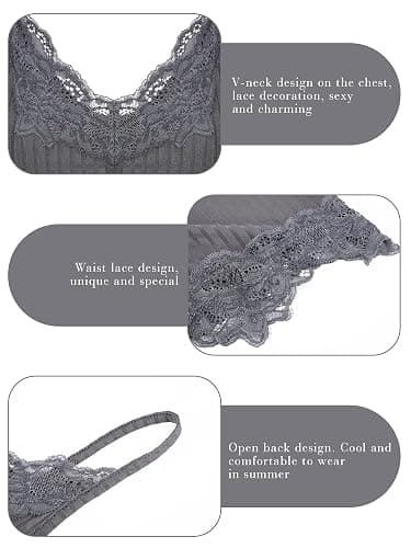 Bencailor 3 Pcs Women's Lace Tank Tops Y2k Camisole Lace Patchwork Crop Tops Grunge Style Ribbed Knitted Clothing thumbnail 4