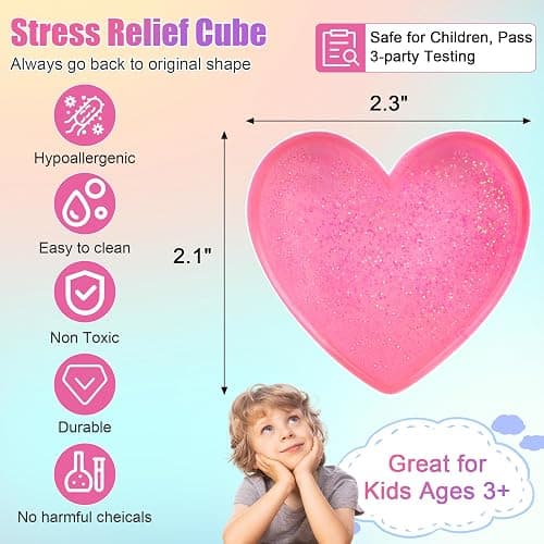 saquuiui 2-Pack Stress Cube Set: Quiet Squishy Toys for Anxiety Relief & Improve Focus, Durable, Sensory Squeeze Blocks for Adult Kid in Classroom Office Home Car (2” Wide, Blue & Pink) thumbnail 2