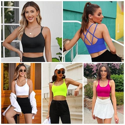 Sykooria 3 Pack Strappy Sports Bra for Women Sexy Crisscross for Yoga Running Athletic Gym Workout Fitness Tank Tops thumbnail 3