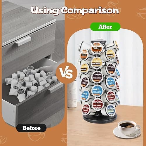 BLACKSMITH FAMILY K Cup Holders,K Cup Holder, K Cups Holder,K Cup Carousel, Coffee Pods Holder Storage Organizer Stand,No Assembly Required,Black (Capacity of 40 Pods, Black) thumbnail 5