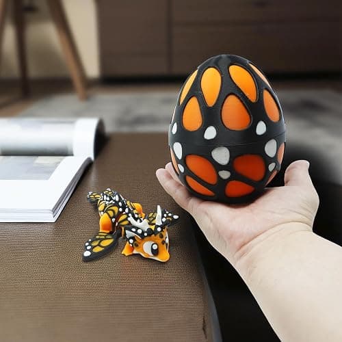 Articulated Monarch Butterfly Dragon Figurine + Egg – Vibrant Orange Winged Fantasy Display Set with Smooth Joints, Ideal for Desk Decoration, Collector Gift, and Sensory Enthusiasts thumbnail 4