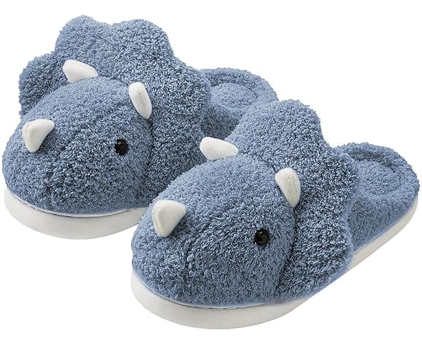 Avilego Unisex Dinosaur Plush House Slippers - Soft Indoor & Outdoor Fuzzy Winter Slippers - Image 1