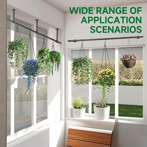 Uoveya Hanging Planters Rod – Plant Hanger Indoor for Window Ceiling, Hanging Plant Shelf for Wall Planter House Plants, Plant Shelves Metal Holder Bar 31.5In Black (Pots, plants, chains not included) thumbnail 2