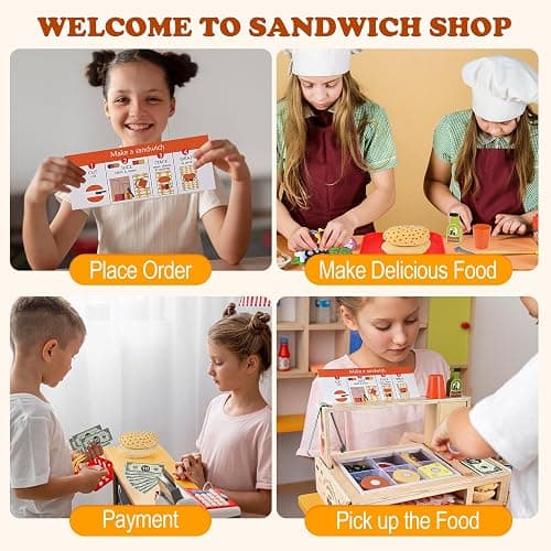 Wooderma Wooden Toys for 3+ Year Old, Sandwich Burger Counter 50 Pcs thumbnail 6
