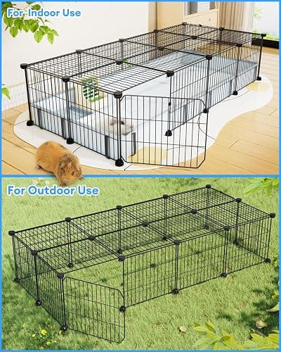BUCATSTATE Guinea Pig Cages with Floor Mat, 20 Panels Guinea Pigs Playpen with Top Cover, Metal Rabbit Cage Indoor for Hedgehogs, Quail, Chickens (47" L x 24" W x 12" H) thumbnail 8