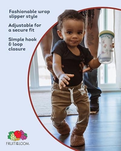 Fruit of the Loom Cozy Thermal Wrap Booties with Non-slip Grips for Baby Girls, Boys, Unisex - thumbnail 2