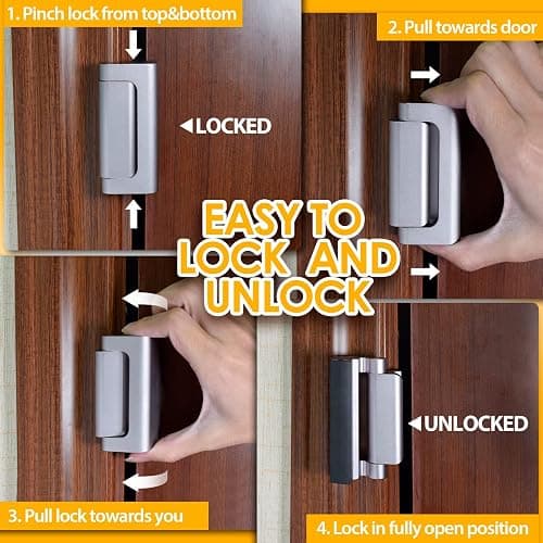 Door Reinforcement Lock Home Security - Door Locks for Kids Safety Childproof Door Latch Guard with 3" Stop Withstand 800 lbs Inward Swinging Front Door Upgrade Night Lock Prevent Unauthorized Entry thumbnail 5