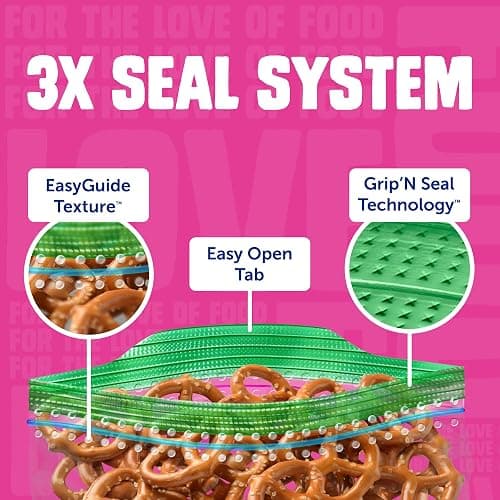 Ziploc Snack Bags for On-the-Go Freshness, Grip 'n Seal Technology for Easier Grip, Open, and Close, 280 Count thumbnail 3