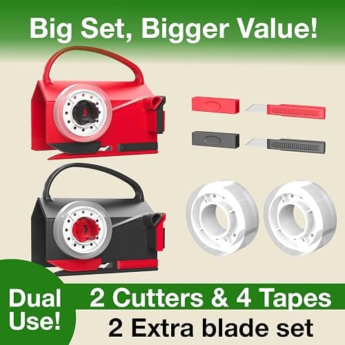 Wraprocut (2-Pack) Wrapping Paper Cutter & Tape Dispenser Dual Use with 4 Tapes，2 Replace Blades Kit for Christmas Gift Wrap Cutter Tool Paper Roll Holder Tube Sliding Slicing for Birthday Holiday. thumbnail 7