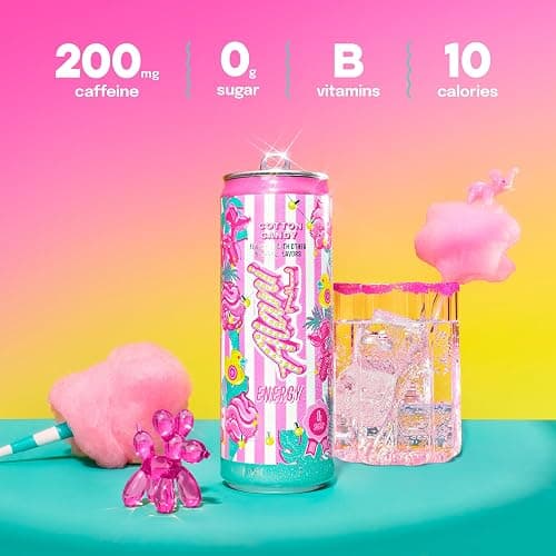 Alani Nu COTTON CANDY, Sugar Free, Low Calorie Energy Drinks, 200mg Caffeine, Biotin, B Vitamins, Zero Sugar, 10 Calories, 12 Fl Oz Cans, 12 Pack thumbnail 3