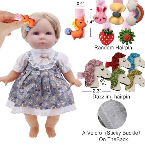 MLcnleS Alive Baby Doll Clothes and Accessories - 12 Sets Girl Doll Clothes Dress for 12 13 14 15 16 Inch Doll, Baby Doll Clothes - Doll Outfits Accessories w/Hairpin & Underwear for Doll Gift thumbnail 4