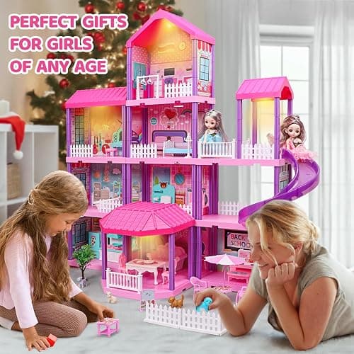 beefunni Doll House, Dream Dollhouse for Girls,Doll Houses 4-5 7-8 Year Old with 4 Stories -11 Rooms, 2 Dolls and Furniture, Princess Dollhouse 2025 Christmas Toy Gifts for 3 4 5 6 7 8+ Year Old Girls thumbnail 4