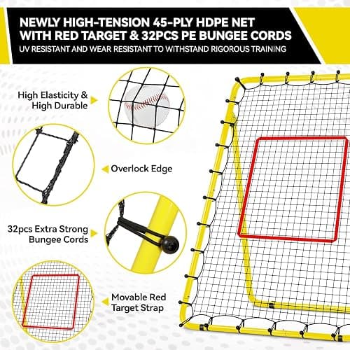 Volleyball Rebounder Net 7x4ft with 5 Adjustable Angles, Anti-UV Volleyball Bounce Back Net Training Equipment with 4 Stakes, Durable & Stable Baseball Pitch Back Rebounder, Easy Storage thumbnail 3