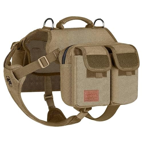 ONETIGRIS Dog Hiking Backpack, Dog Pack for Medium Large Dogs, HOPPY CAMPER 3.0 Dogs Saddle Bag Harness Outdoor Hiking (M, Brown) - Image 1