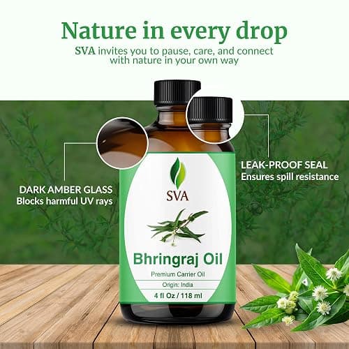 SVA Bhringraj Premium Carrier Oil 4oz (118ml) With Dropper for Hair Oiling, Scalp Massage & Skin Care thumbnail 7