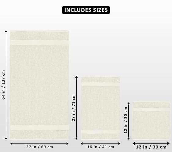 Utopia Towels 8 Piece Luxury Towel Set – Majestic Plush, Super Absorbent & Quicker-to-Dry, Thick 100% Ring Spun Cotton Towels for Bathroom, Spa & Hotel – 2 Bath, 2 Hand, 4 Washcloths, Ivory thumbnail 3