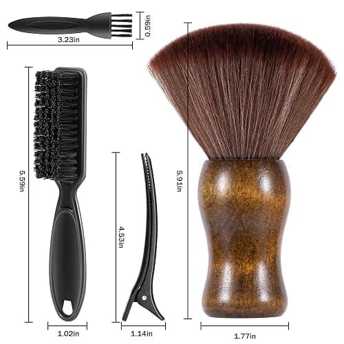 SALONSILK Barber Neck Duster Shaving Brush Set, 5 in 1 Professional Barber Accessories Cleaning Supplies, Hair Cutting Cleaning Hairbrush Styling Tool - 5PCS thumbnail 2