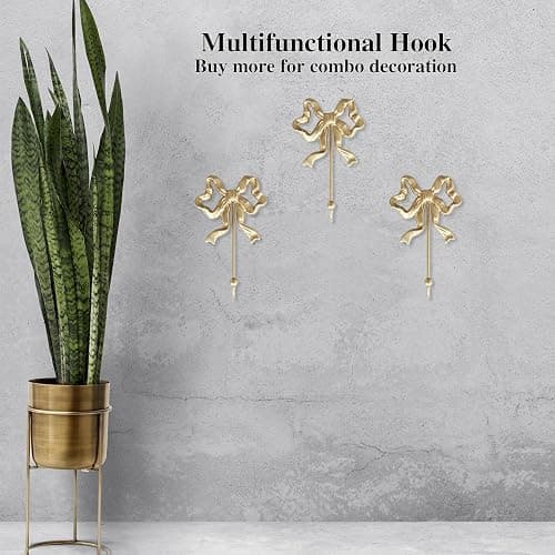 BITALYE Single Bow Hook,Gold Cast Iron Hook,Size(S):4.1x6.5 inches | Wall Mounted,Gold Cast Iron,For Coats,Bath Towels,Room Decor,Bathroom,cute coquette decor,Office thumbnail 6