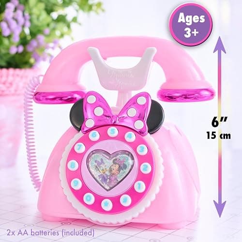 Disney Junior Minnie Mouse Ring Me Rotary Style Phone with Lights and Sounds, Pink, Kids Toys for Ages 3 Up by Just Play thumbnail 3