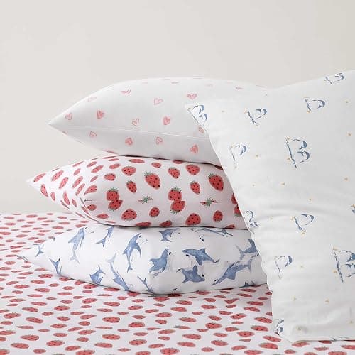 Poppy & Fritz - Queen Sheets, Luxurious Cotton Percale Bedding Set, Crisp & Cool, Super Soft Bed Essentials (Strawberry Picnic Pink, Queen) thumbnail 7
