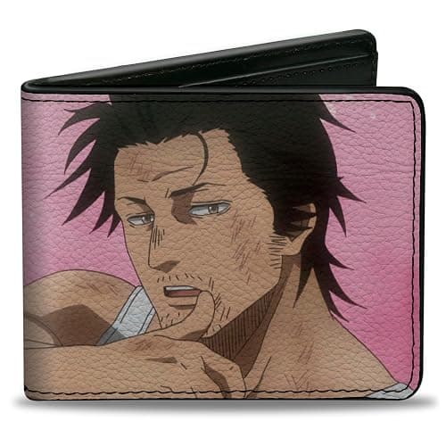 Crunchyroll Wallet, Bifold, Black Clover Sexy Yami Sukehiro Pose and Roses Pinks, Vegan Leather - Image 1