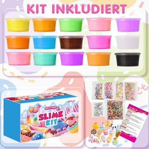Schleim Kinder, 15 Pack Slime Set, Mädchen Geschenke 8 Jahren, DIY Butter Slime, Glitter, Charms, Fruit Slices Basteln Mädchen, Kleinkinder im Alter von 6-12 Jahren, Kleine Geschenke für Kinder thumbnail 3
