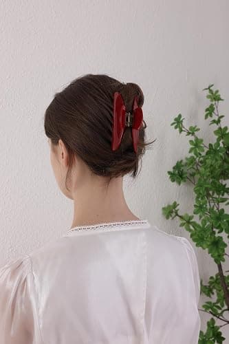 OideGuiing Durable Acetate Hair Clips - 4-Inch Cherry Red Claw Clips for Fine and Thick Hair (Red) thumbnail 7