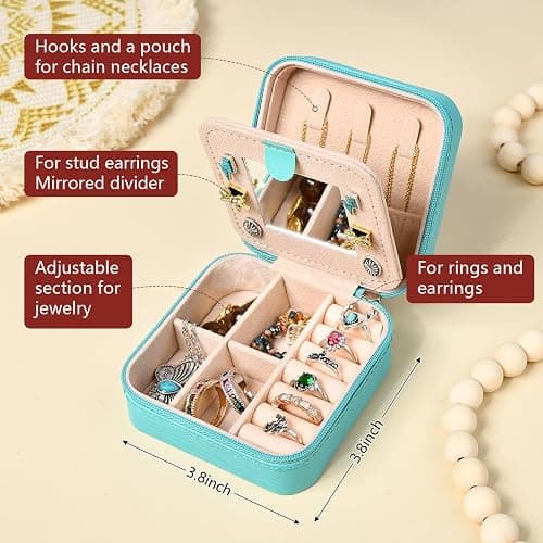 CEELGON Western Jewelry Box Case Gift Aztec Print Travel Jewelry Organizer Christmas Gifts for Teen Girls Cowgirl Stuff Small Portable Travel Accessories for Women (Aztec) thumbnail 3