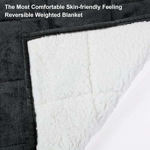 Alomidds Weighted Blanket Queen Size 15lbs 60x80 inches,Soft Plush Fleece Throw Weighted Blankets with Cozy Warm Sherpa,Ultra Fuzzy Heavy Blanket Microfiberfor Sofa Bed, Dark Grey thumbnail 3