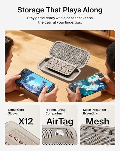 Belkin Nintendo Switch 2 Case, Travel Bag w/AirTag Holder & Storage Pocket for Up to 12 Game Cards - Portable, Lightweight Carrying Case w/Hard Shell, Soft Interior, Switch 2 Accessories - Sand thumbnail 2
