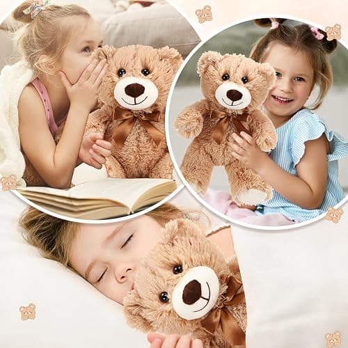 HyDren 12 Pieces Valentines Bears Stuffed Animals Soft Plush Toy Bears for Birthday Party Easter Wedding Baby Shower Christian Charity Donation Supplies(Light Brown) thumbnail 5