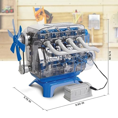 Discovery Model Engine Building Kit, DIY 4-Cylinder Combustion Engine, Working Pistons Fan Valves Belts LED Lights, STEM Mechanic Engineering Construction Experiment Set, Kids & Adults Gift thumbnail 2
