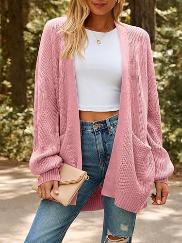 LILLUSORY Womens Oversized Cardigans Soft Knit Cardigan Sweater with Pockets thumbnail 2