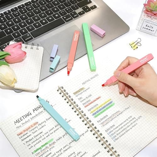 Piochoo Highlighters,8Pcs,Pastel Chisel Tip Bible Highlighter No Bleed | Highlighters Assorted Colors,Soft Tip,Fast Dry,for Highlighting,Underlining Bible Journaling,Back to School Supplies thumbnail 5