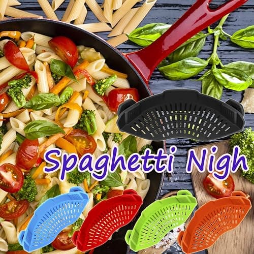 AUOON Clip On Strainer Silicone for All Pots, Standard 8.86 x 3.55in, Black | Food-grade BPA-free, Fits Pots Pans Bowls, Dishwasher Safe, for Pasta Noodles Vegetable Fruits, Space-saving Kitchen Gadget thumbnail 7