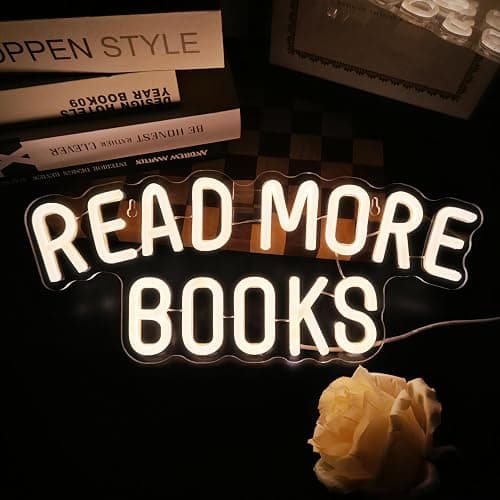Read More Books Neon Sign Dimmable Book LED Light up Sign for Bedroom Bookstore Reading Room Library Museum Study Room Classroom Wall Decor USB Powered Kids Gifts (15"*6.3") thumbnail 2