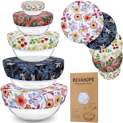 Revahope 5-Size Reusable Beeswax Bowl Covers for Bread Proofing, Cotton Cloth Flexible Beeswax Wraps for Food Storage(Tomatoes) - Image 1