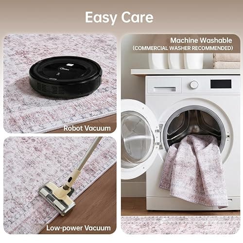 Sasttie 5x7 Area Rugs, Ultra-Soft Washable Rug, Low Pile Foldable Thin Carpets with Non-Slip Backing, Skin-Friendly Stain Resistant Carpet for Living Room, Bedroom, Kitchen, Dorm, 5x7, Pink thumbnail 7