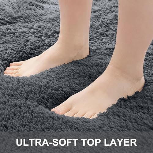 OLANLY 5x8 Machine Washable Large Area Rugs for Living Room, Bedroom, Soft Fluffy Shaggy Bedside Rug, Indoor Floor Carpet for Kids Girls and Boys, Dorms, Nursery, Home Decor Aesthetic, Grey thumbnail 4