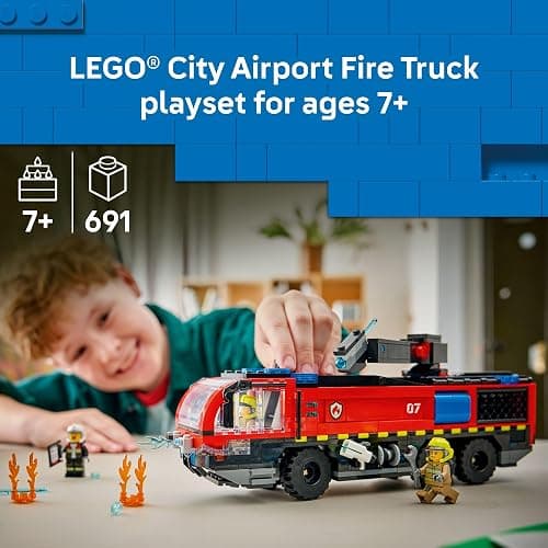 LEGO City Airport Fire Truck Kids Building Toy - Pretend Play Emergency Vehicle for Boys & Girls, Ages 7+ - Fire Engine Toy W/ 4 Firefighter Minifigures - Gift Idea for Birthdays - 60499 thumbnail 2