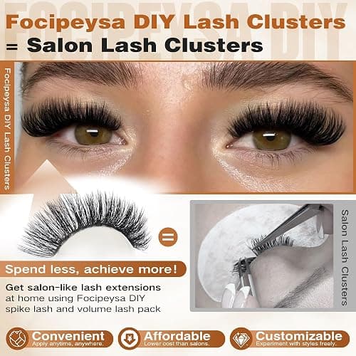 Fluffy Thick Lash Clusters DIY Eyelash Extension 10-18MIX D Curl Lash Clusters 100D Wispy Individual Eyelash Extensions Clusters Lashes DIY Fluffy Lash for Beginners by Focipeysa thumbnail 2