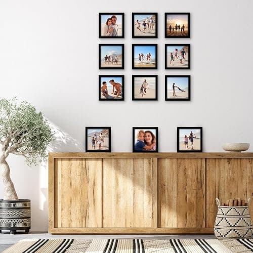 Americanflat 8x8 Picture Frame with Polished Plexiglass - Set of 12 - Signature Collection - Picture Frames with Engineered Wood - Square Frame for Tabletop and Wall Display - Black thumbnail 2
