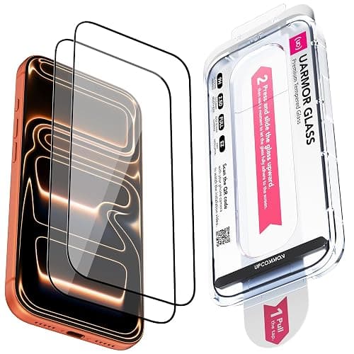Upcommon UARMOR Screen Protector for iPhone 17 Pro Max, HD Clear, 9H Tempered Glass with Easy Installation Kit, Full Edge Coverage Fit [2Pack] - Image 1