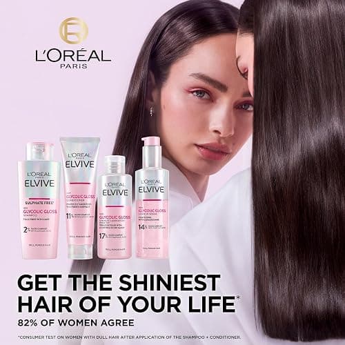L'Oréal Paris Elvive Glycolic Gloss Shampoo, Conditioner & Treatment Set | Get The Shiniest Hair Of Your Life, Glossing Routine For Mirror-Like Shine, Rinse Off Treatment For Dull Porous Hair thumbnail 2