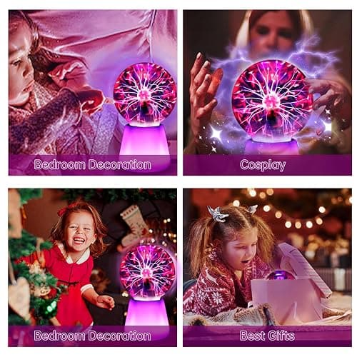 Boruibyr Plasma Ball Lamp Interactive Touch Lightning Globe 3 Inch Fun Lamp USB Powered 7 Color Changing Lights Mood Lighting Party Prop Gifts Space Decor Desk Decor. thumbnail 5
